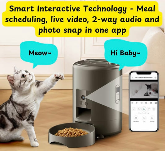 CalmPaws Solutions™ Smart Pet Feeder – Wi-Fi Camera App-Controlled
