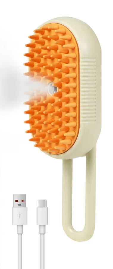CalmPaws Solutions™ Electric Pet Grooming Brush – 3-in-1 Steam & Massage