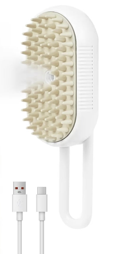 CalmPaws Solutions™ Electric Pet Grooming Brush – 3-in-1 Steam & Massage